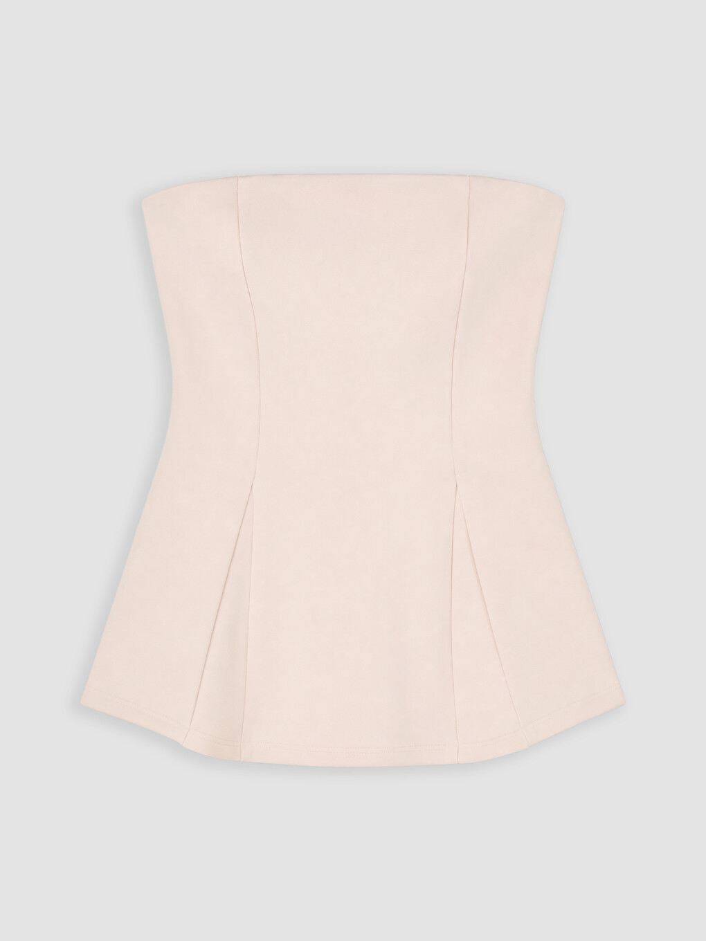 Pembe Straplez Yaka Peplum Korse Bluz