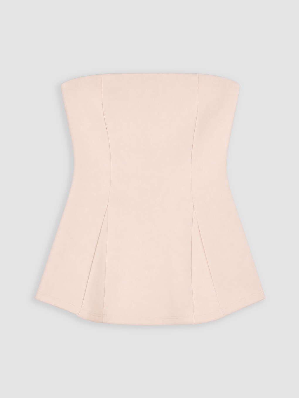 Pembe Straplez Yaka Peplum Korse Bluz-1