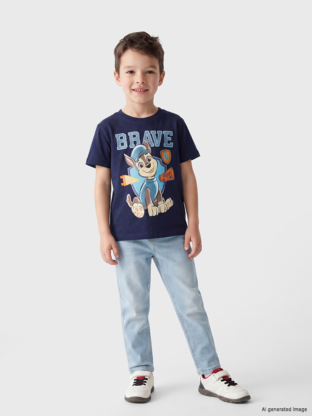 Lacivert Paw Patrol Baskılı Erkek Çocuk Tişört-1