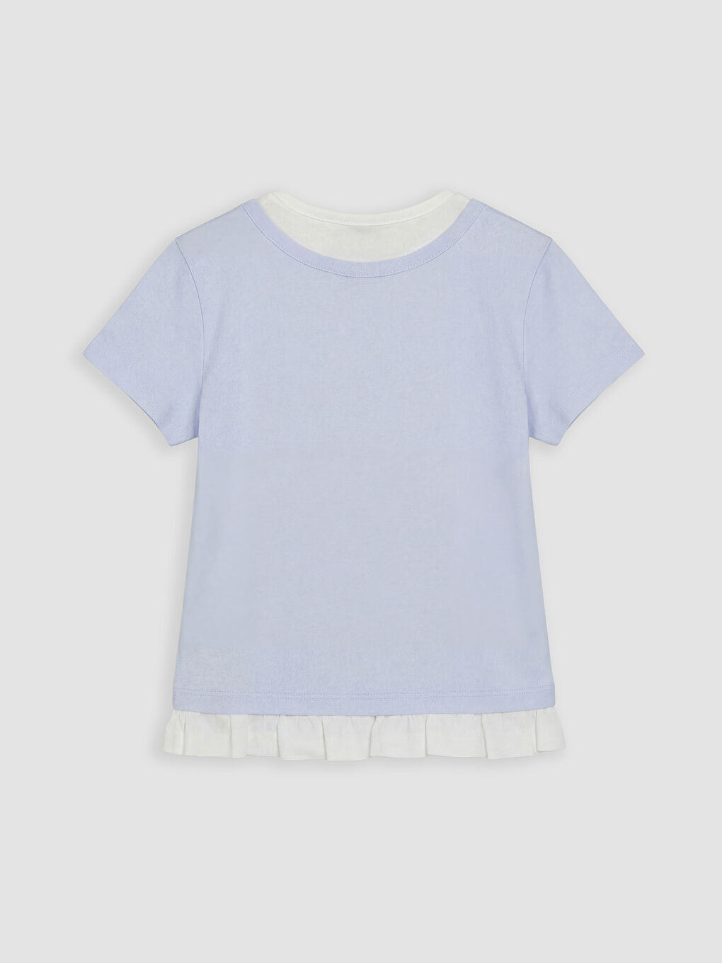 Mavi Bisiklet Yaka Baskılı Kız Çocuk Fırfırlı Tişört-1