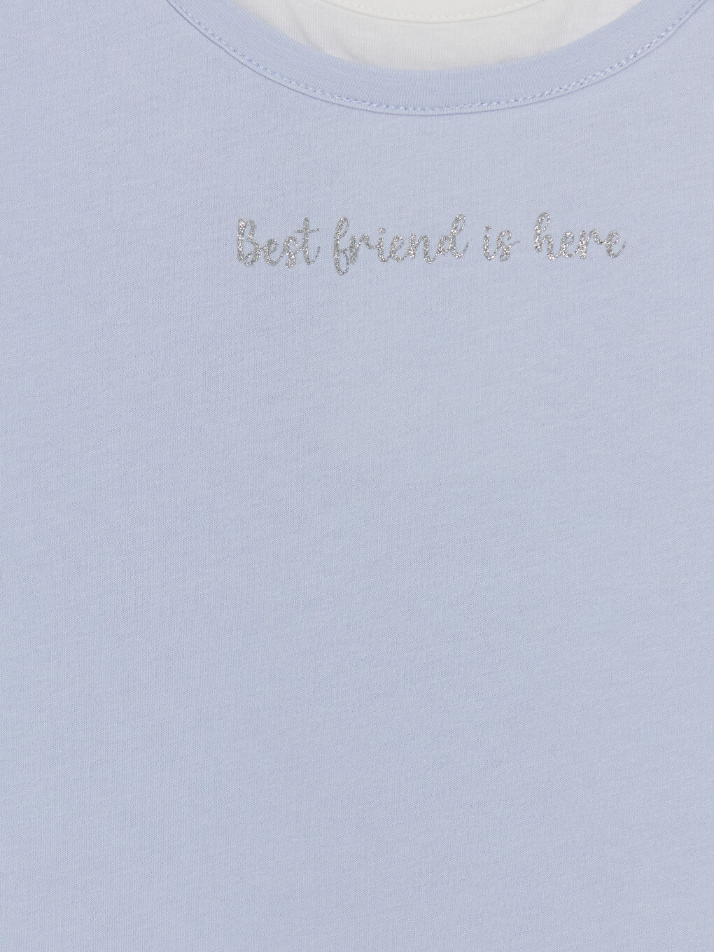 Mavi Bisiklet Yaka Baskılı Kız Çocuk Fırfırlı Tişört-2