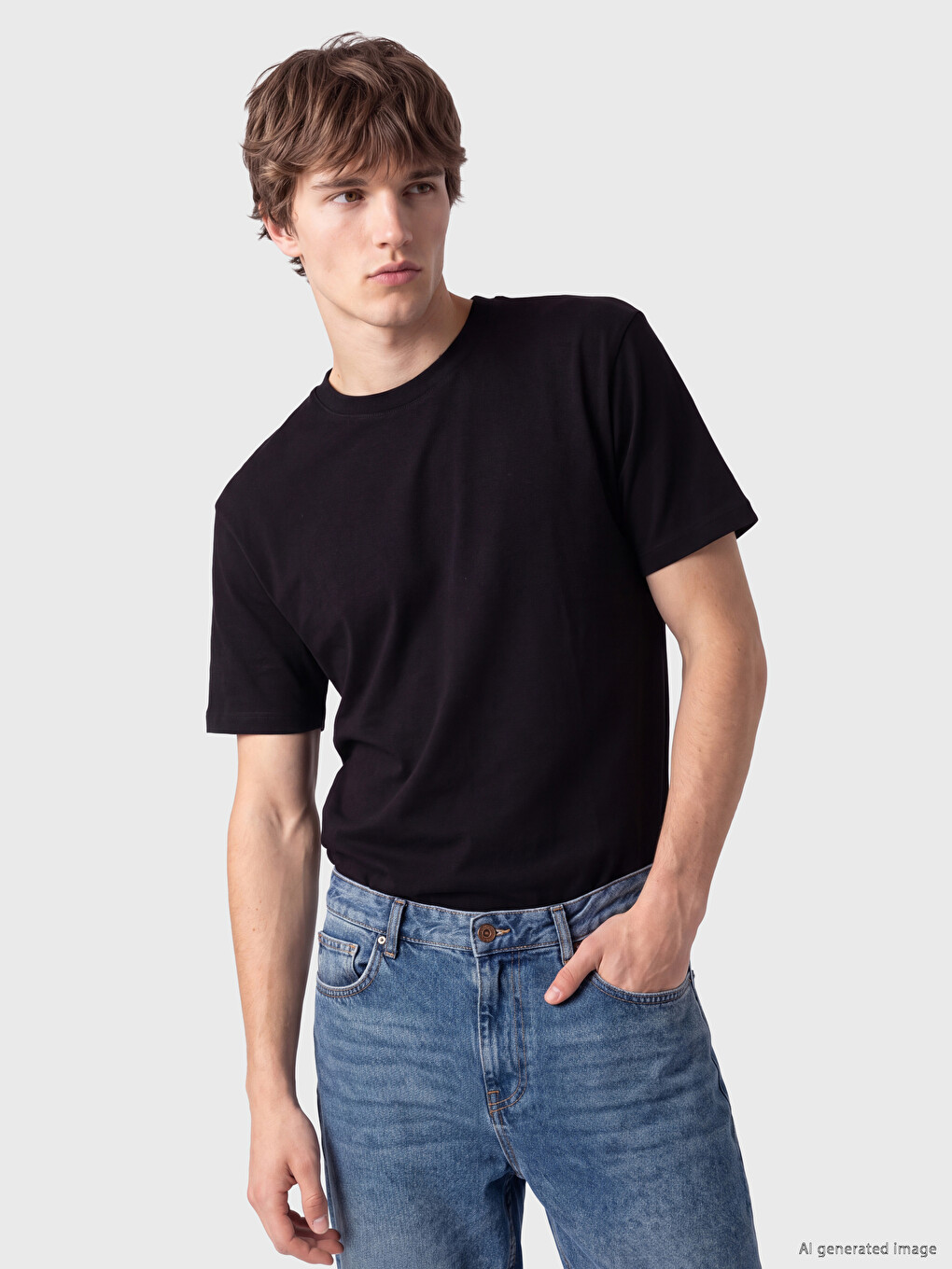 Lacivert 3'lü Loose Fit Kalın Kumaş Tişört /04-1