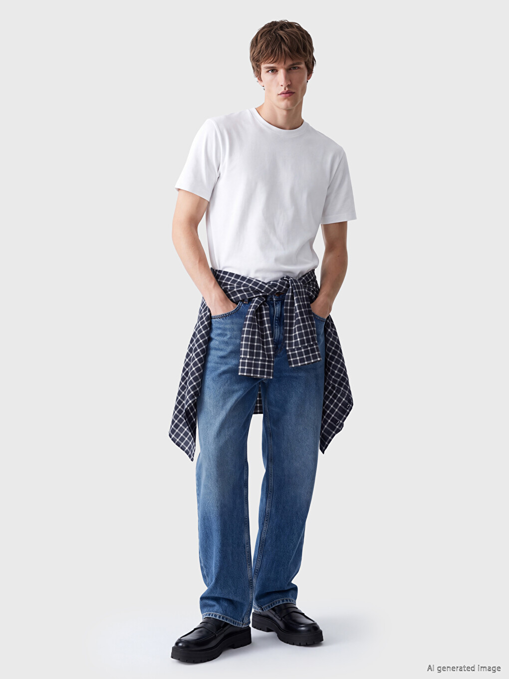 Lacivert 3'lü Loose Fit Kalın Kumaş Tişört /04-5