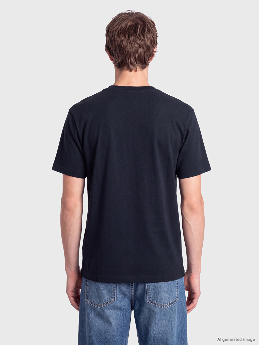 Lacivert 3'lü Loose Fit Kalın Kumaş Tişört /04-8