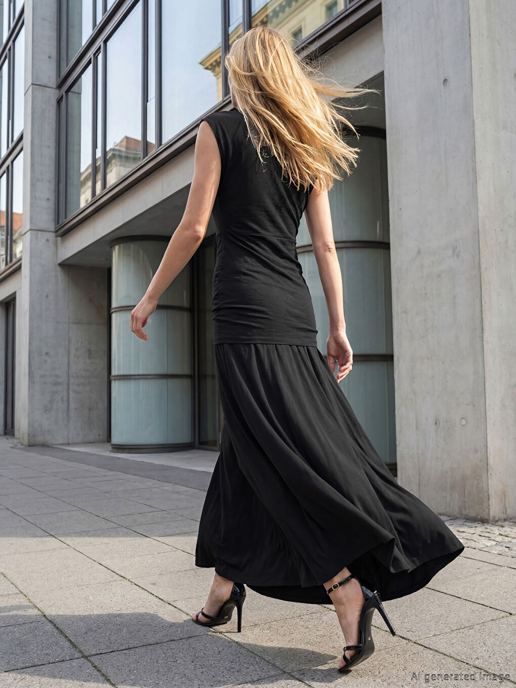 Antrasit Bisiklet Yaka Büzgülü Uzun Elbise-2