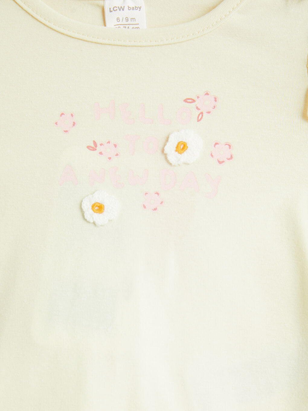 Ekru Çiçekli Kız Bebek Çıtçıtlı Body ve Tayt-3