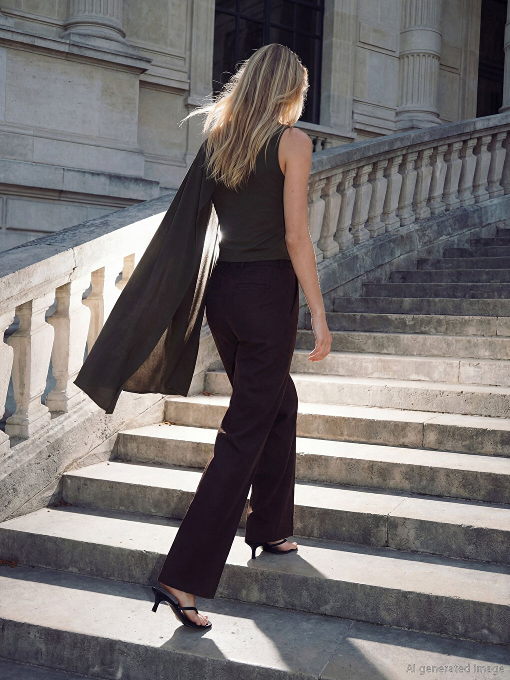 Kahverengi Şal Detaylı Tek Omuz Bluz-5