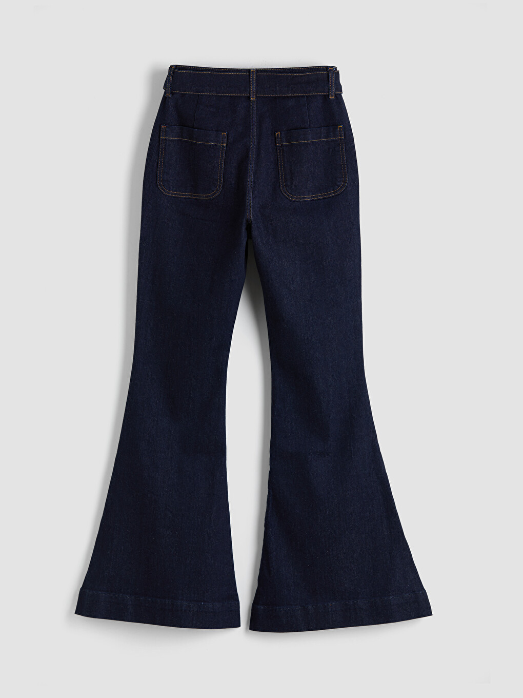 İndigo Yüksek Bel Flare Kadın Jean Pantolon-4