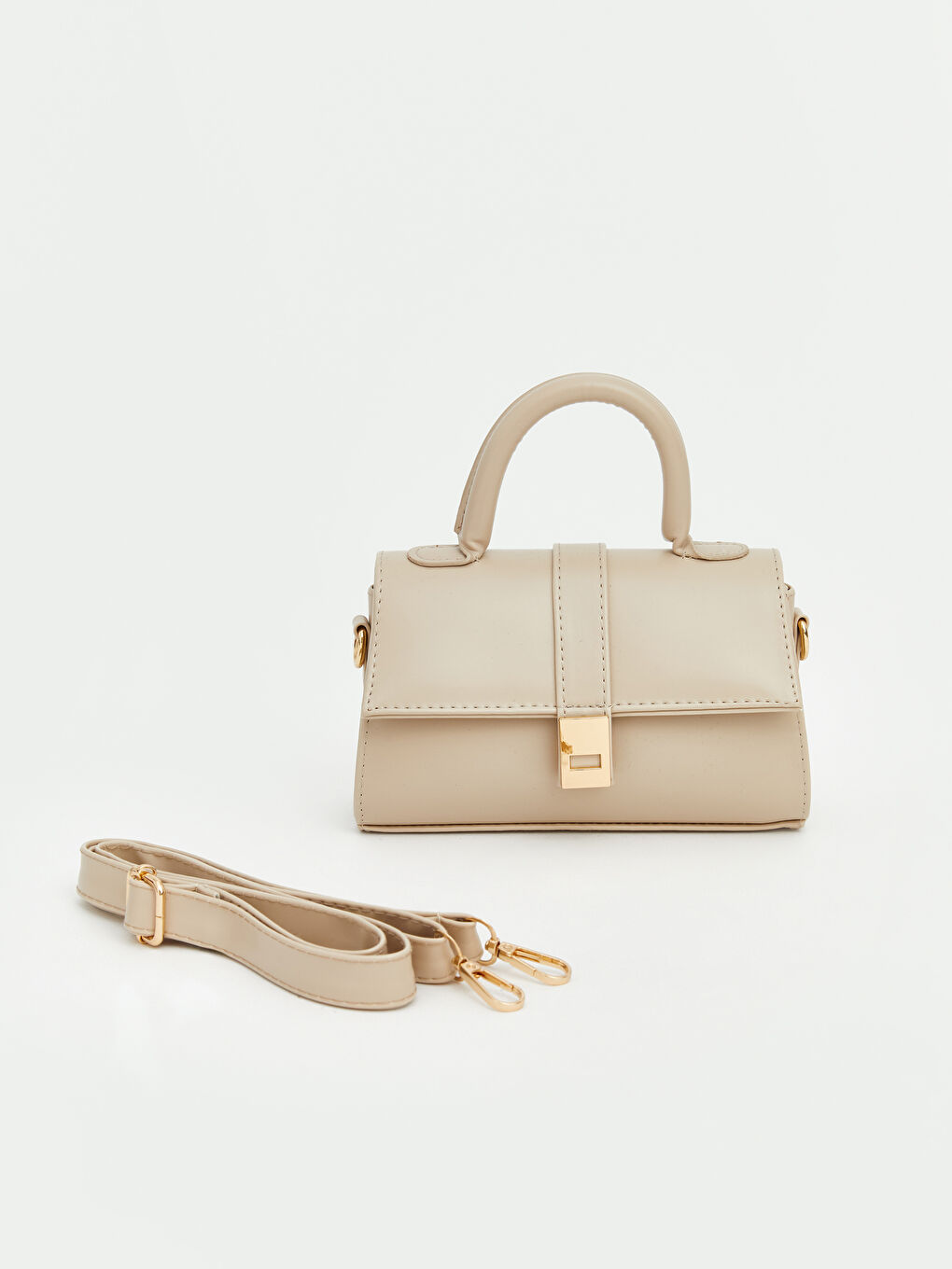 Bej Deri Görünümlü Kadın Omuz Çantası-1