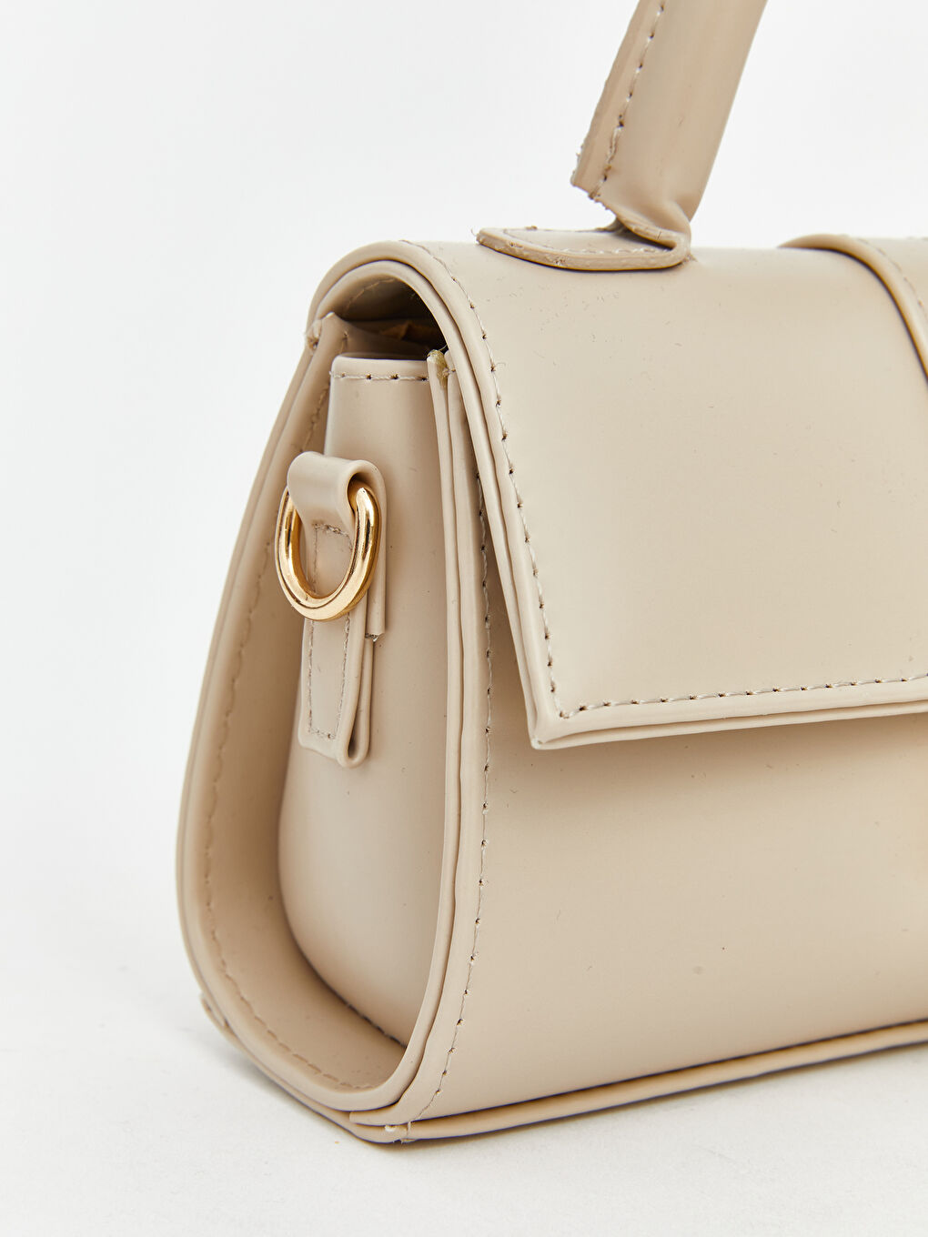 Bej Deri Görünümlü Kadın Omuz Çantası-3