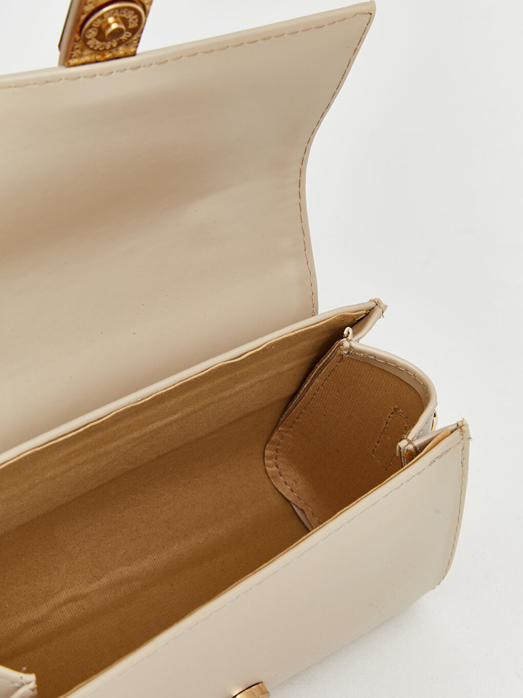 Bej Deri Görünümlü Kadın Omuz Çantası-4