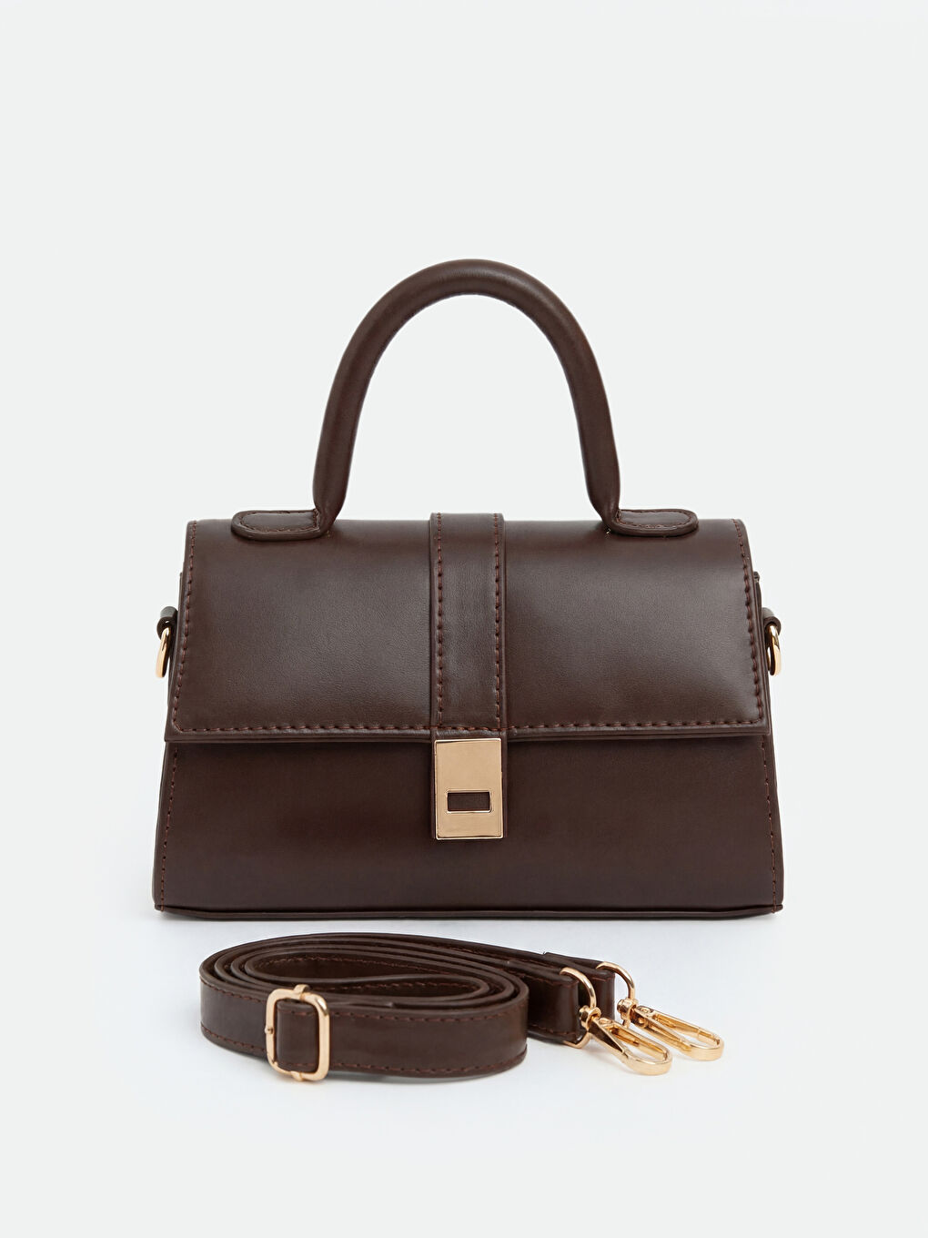 Kahverengi Deri Görünümlü Kadın Omuz Çantası-1