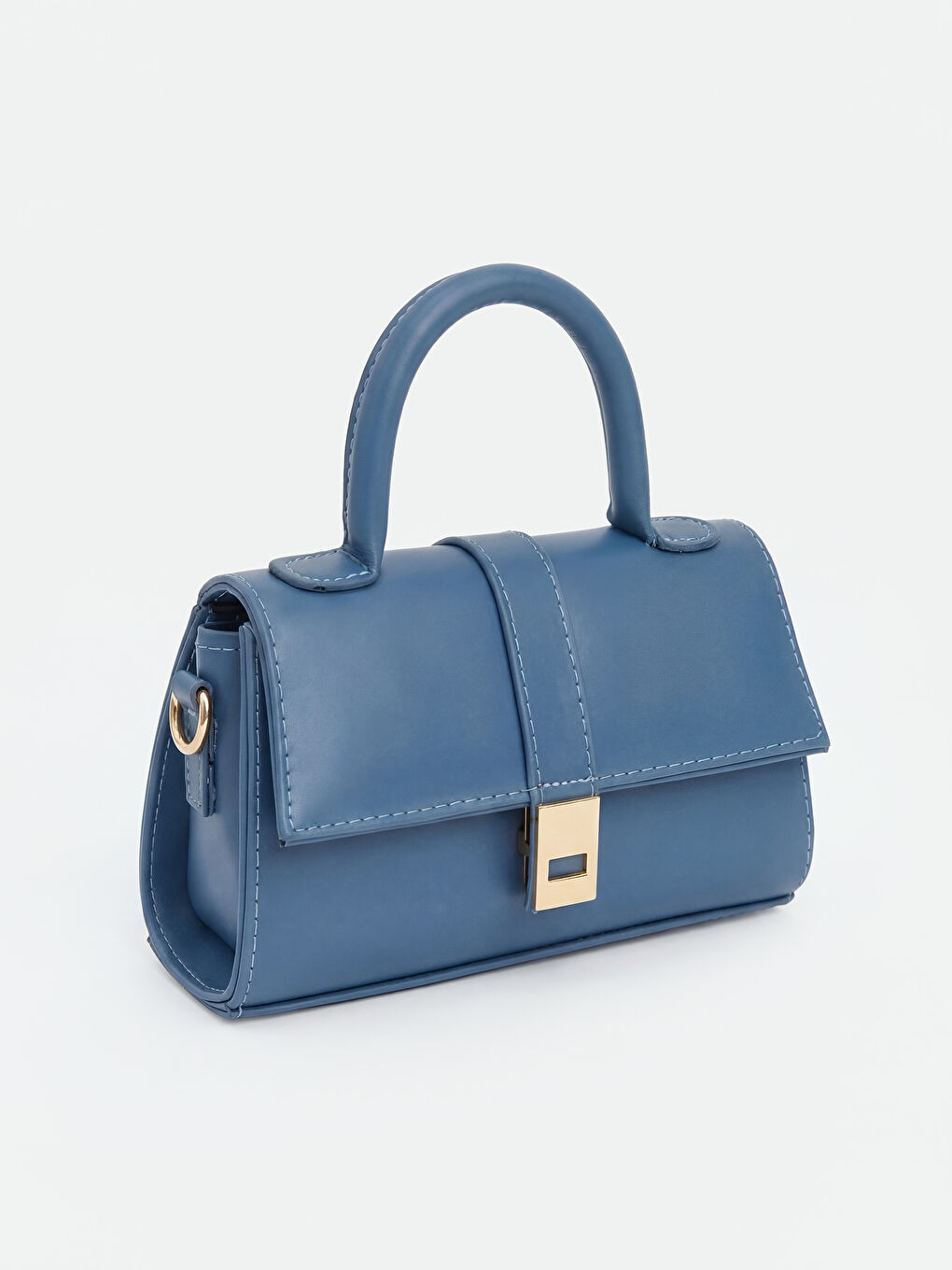 Mavi Deri Görünümlü Kadın Omuz Çantası-2