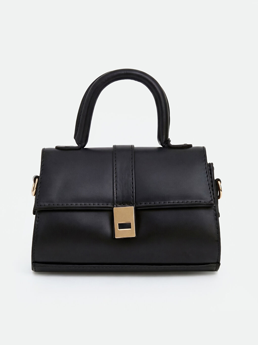 Siyah Deri Görünümlü Kadın Omuz Çantası