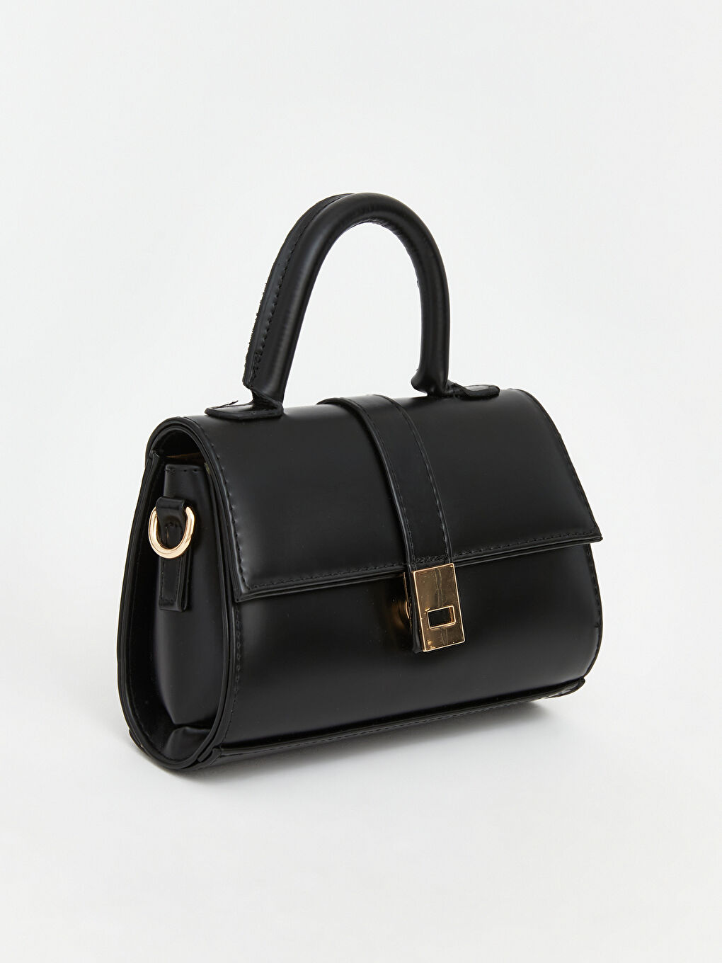 Siyah Deri Görünümlü Kadın Omuz Çantası-2