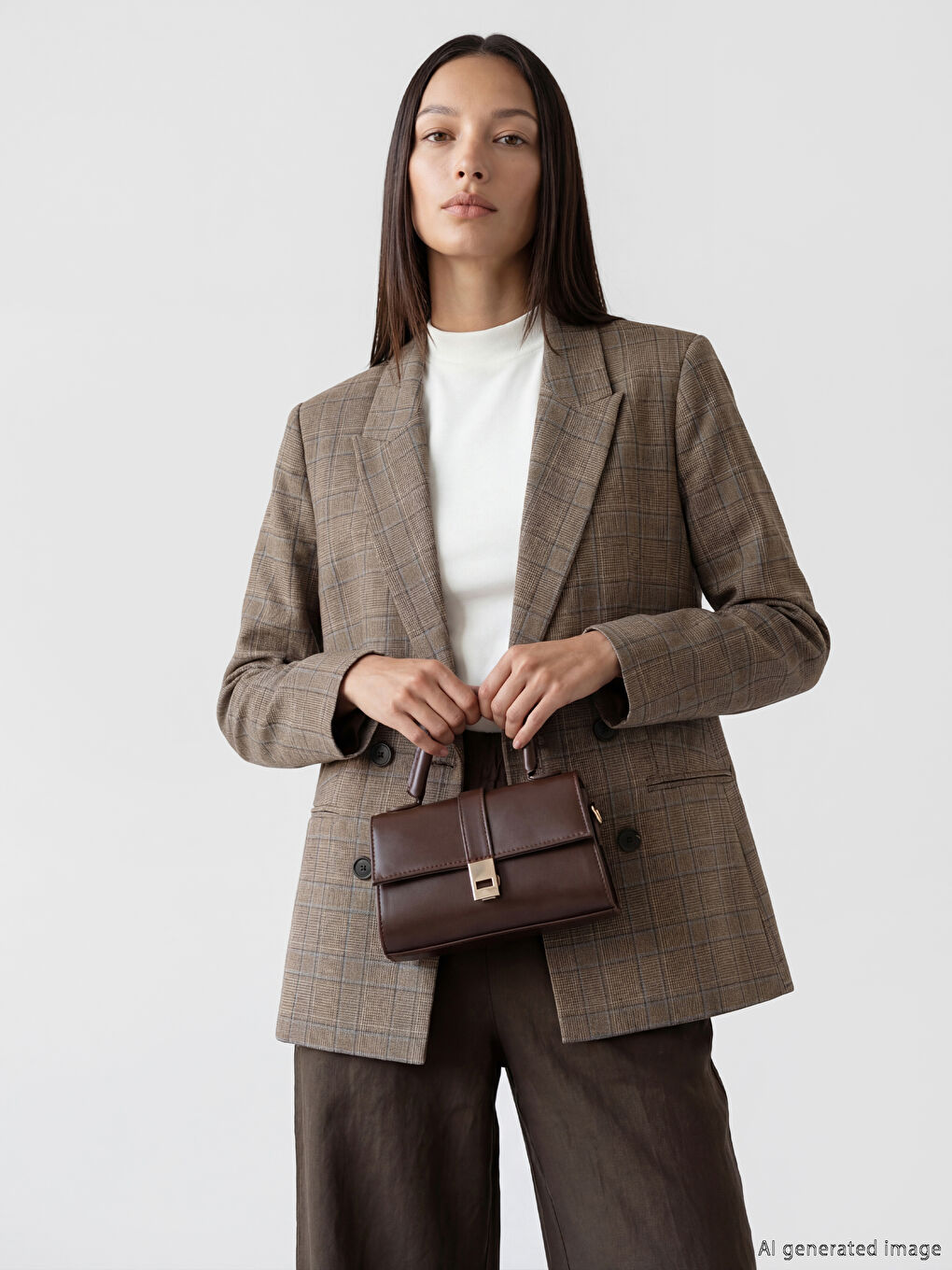 Kahverengi Deri Görünümlü Kadın Omuz Çantası