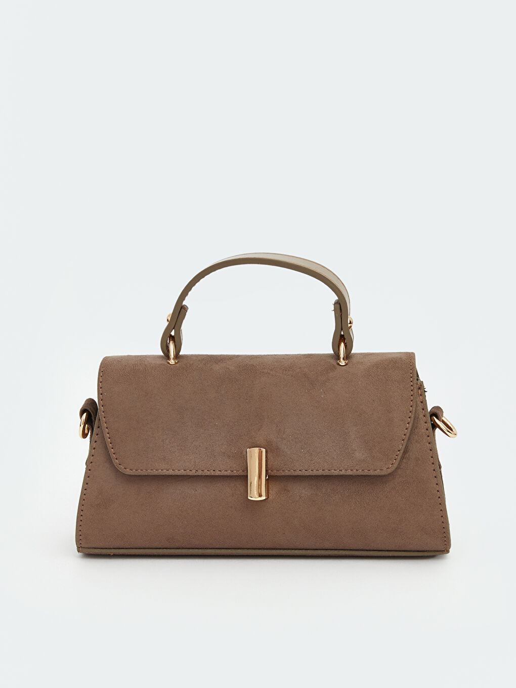 Bej Süet Görünümlü Kadın Omuz Çantası-1