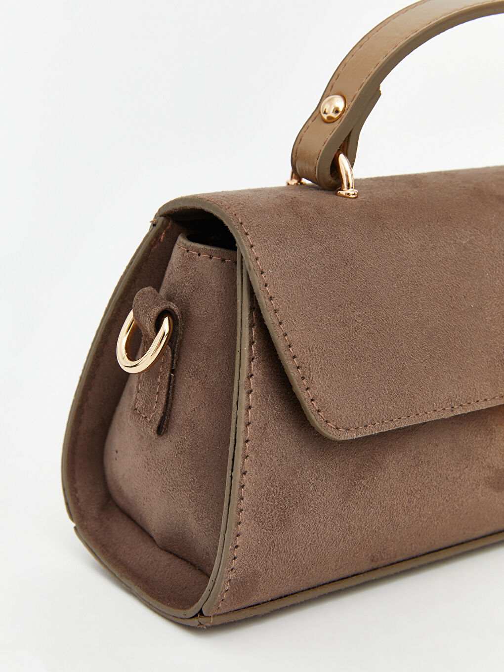 Bej Süet Görünümlü Kadın Omuz Çantası-4