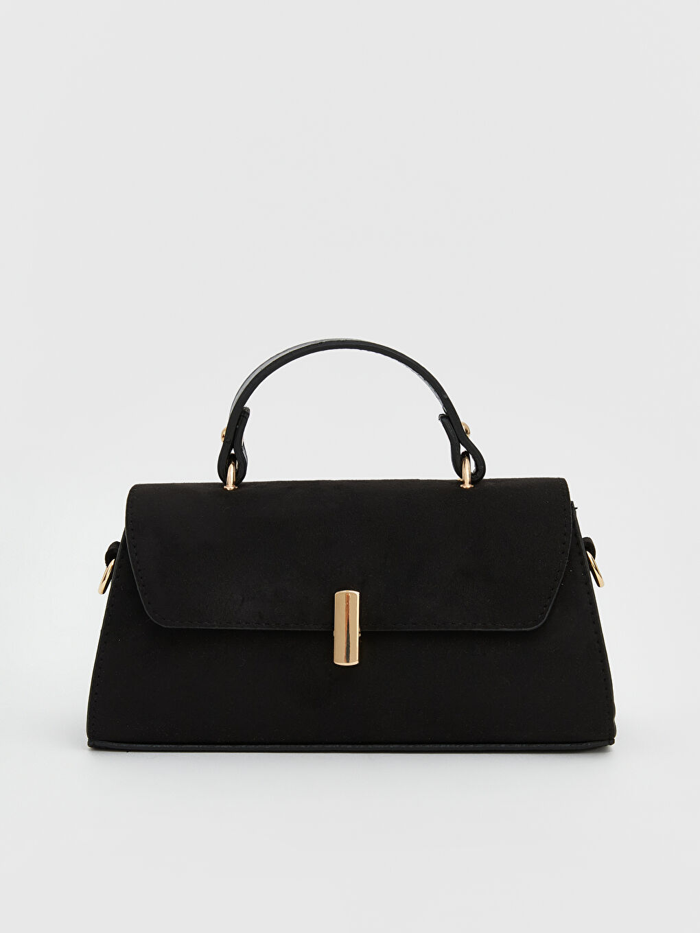 Siyah Süet Görünümlü Kadın Omuz Çantası