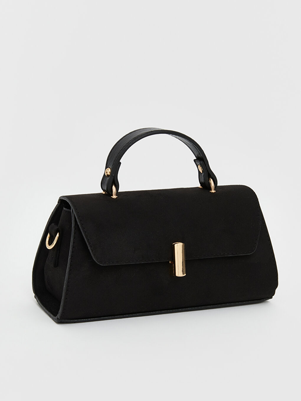 Siyah Süet Görünümlü Kadın Omuz Çantası-2