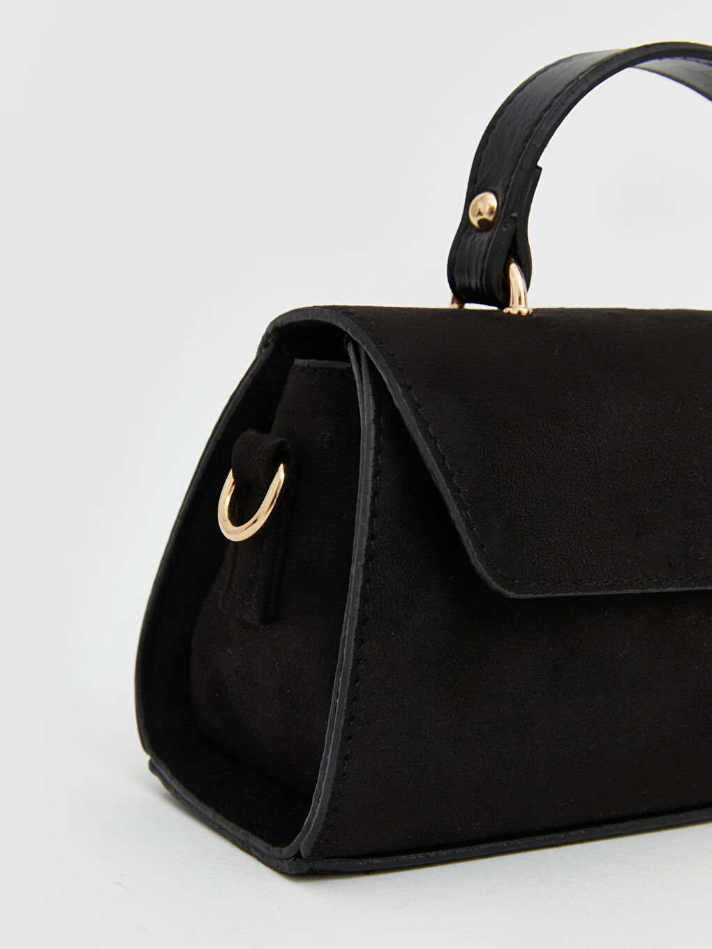 Siyah Süet Görünümlü Kadın Omuz Çantası-3