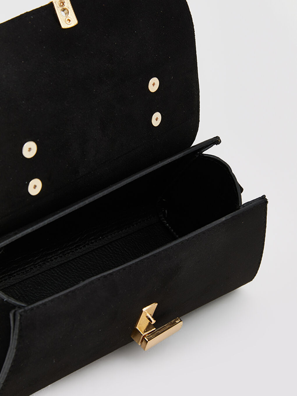 Siyah Süet Görünümlü Kadın Omuz Çantası-4