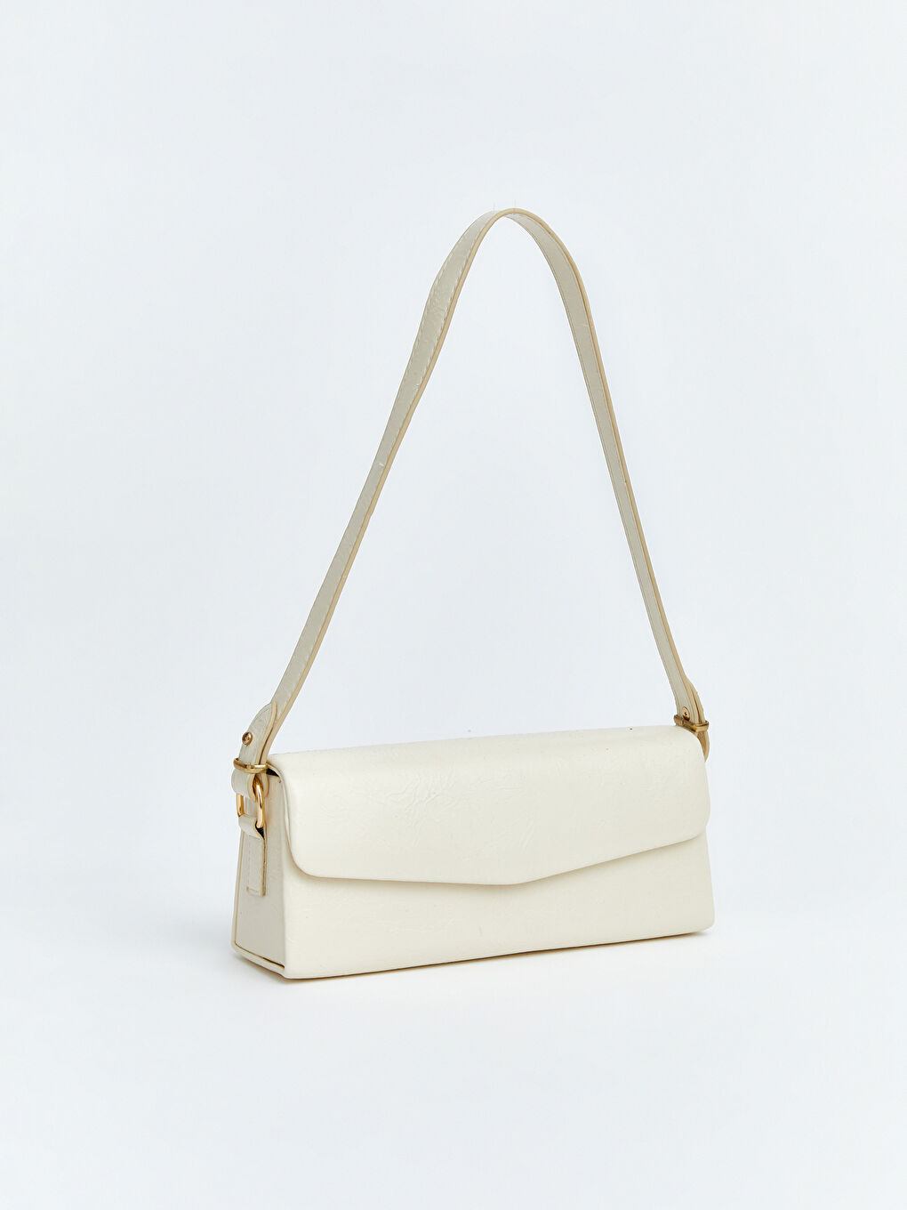 Ekru Deri Görünümlü Kadın Omuz Çantası-1