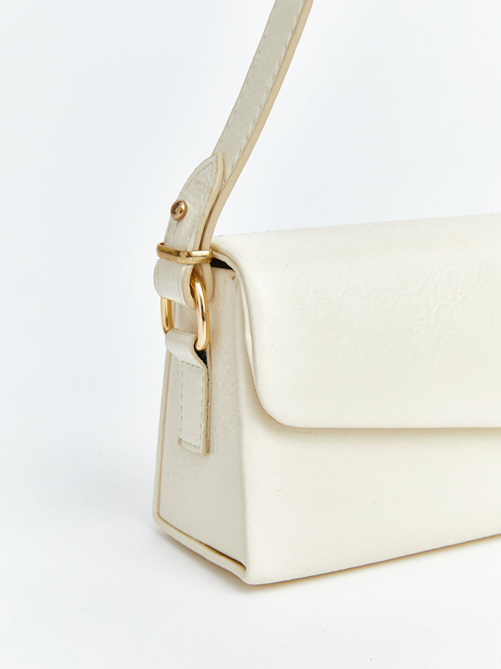 Ekru Deri Görünümlü Kadın Omuz Çantası-2