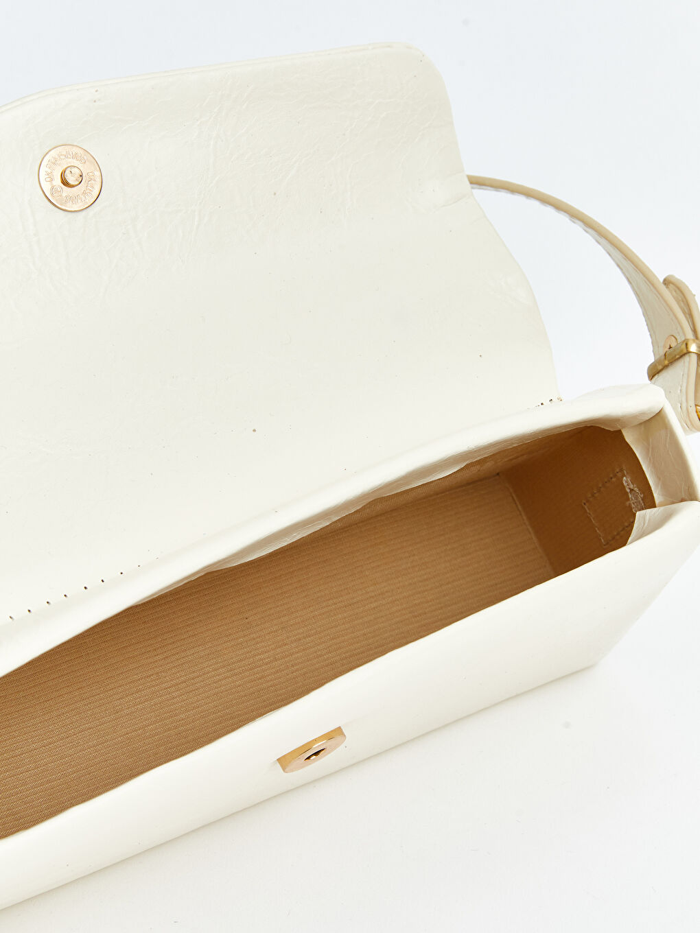 Ekru Deri Görünümlü Kadın Omuz Çantası-3