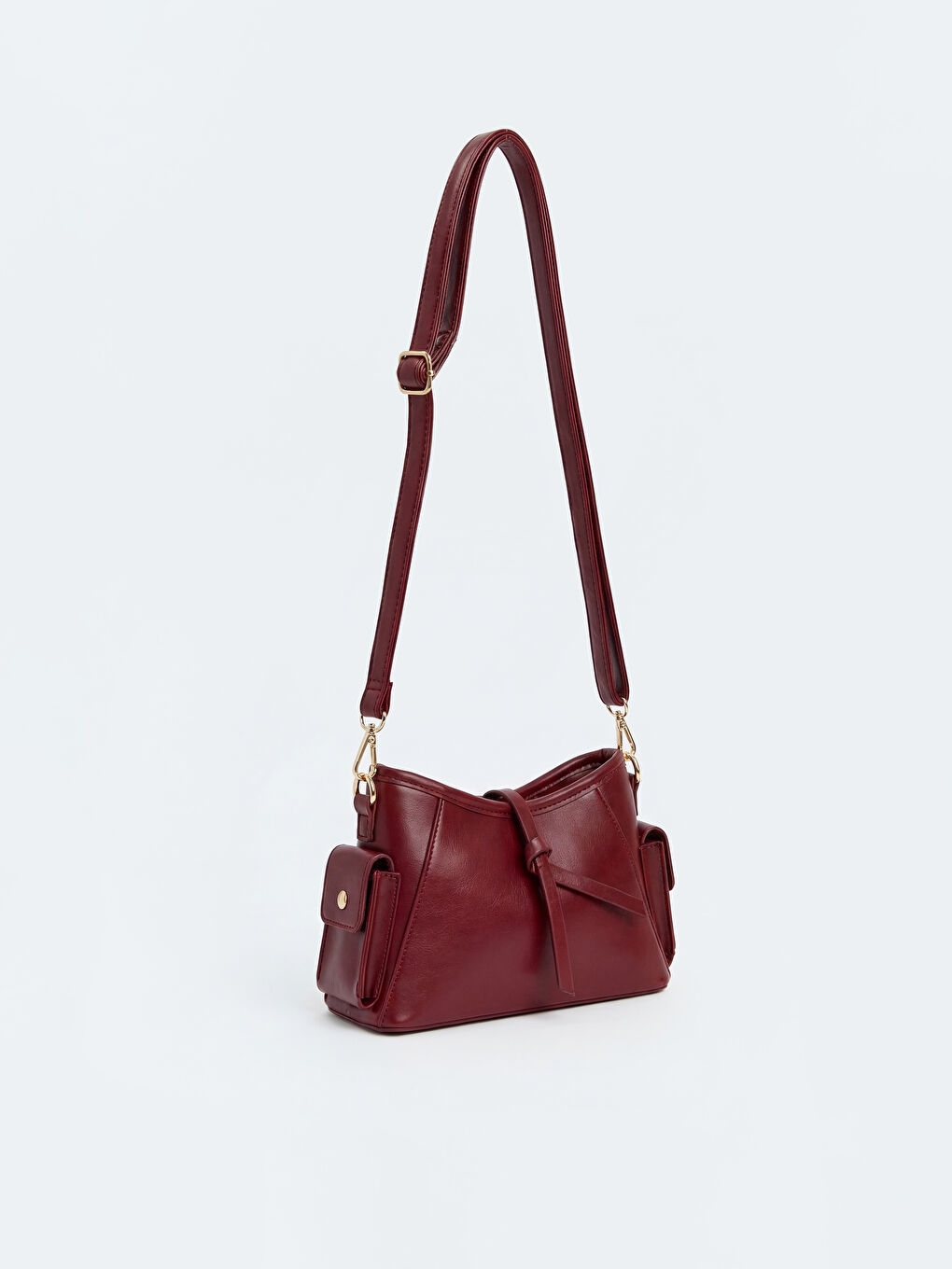 Bordo Deri Görünümlü Kadın Omuz Çantası-1