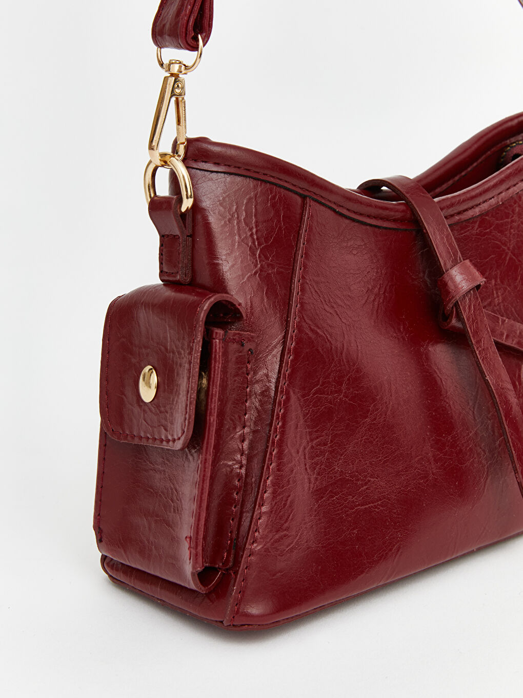 Bordo Deri Görünümlü Kadın Omuz Çantası-2