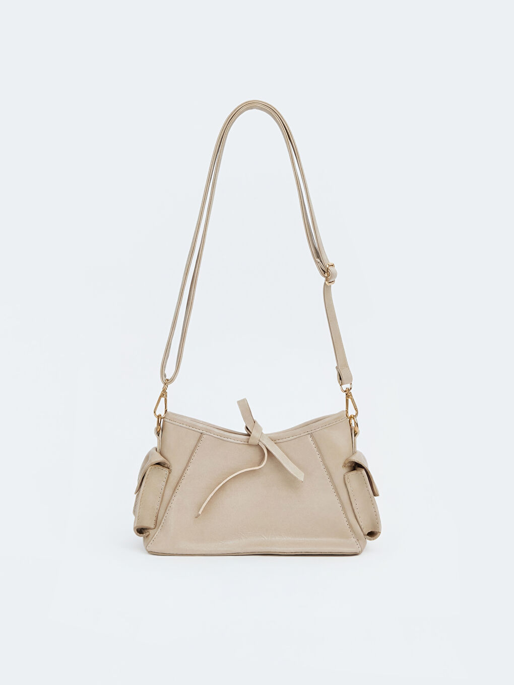 Bej Deri Görünümlü Kadın Omuz Çantası