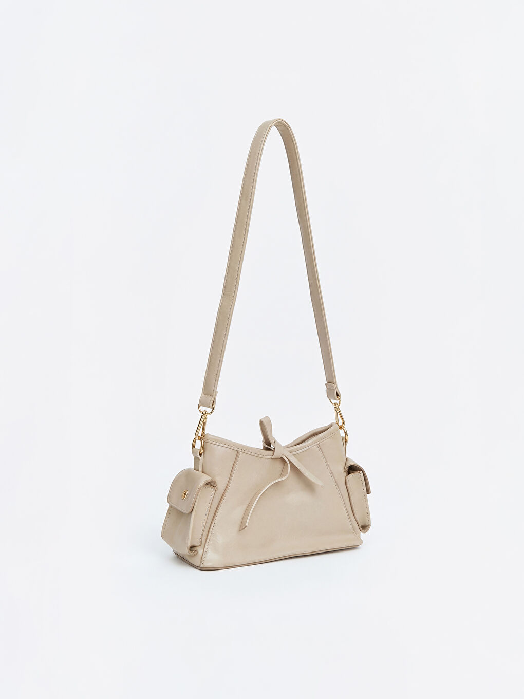 Bej Deri Görünümlü Kadın Omuz Çantası-1