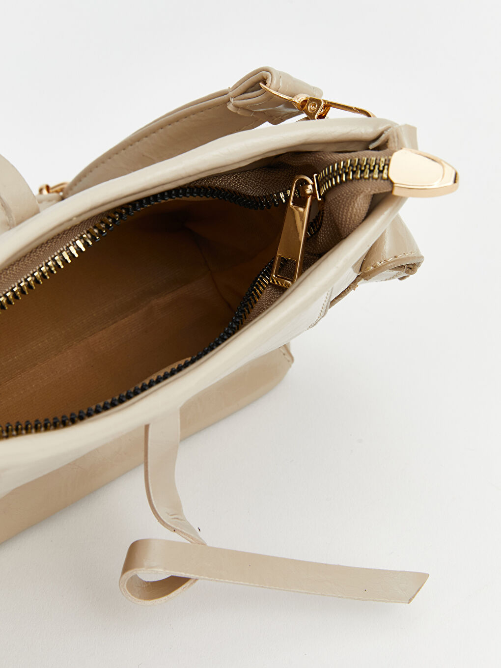 Bej Deri Görünümlü Kadın Omuz Çantası-3