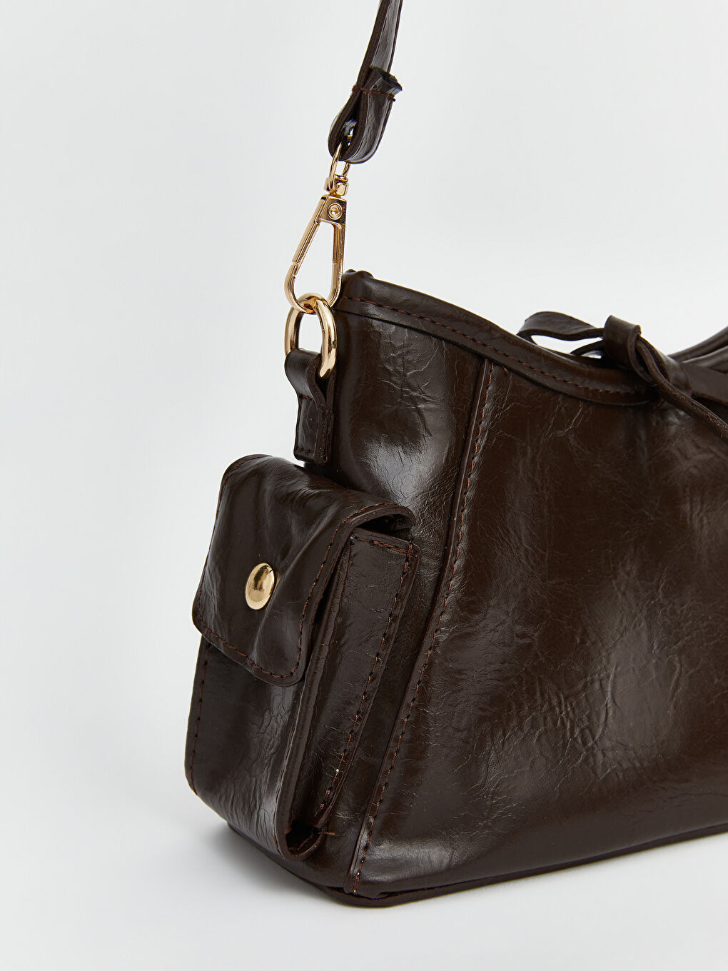 Kahverengi Deri Görünümlü Kadın Omuz Çantası-3