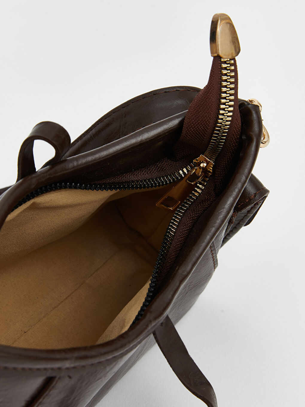 Kahverengi Deri Görünümlü Kadın Omuz Çantası-4