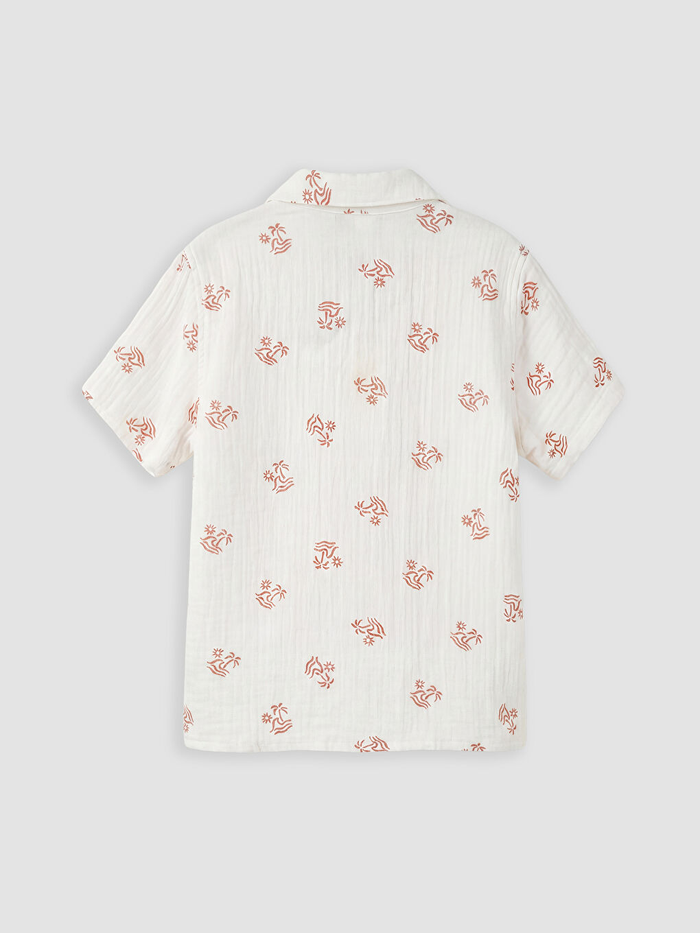 Ekru Desenli Müslin Erkek Çocuk Gömlek-1