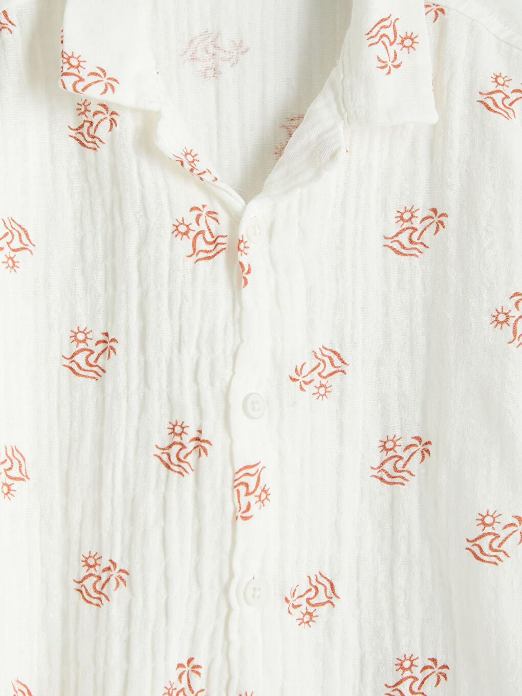 Ekru Desenli Müslin Erkek Çocuk Gömlek-2