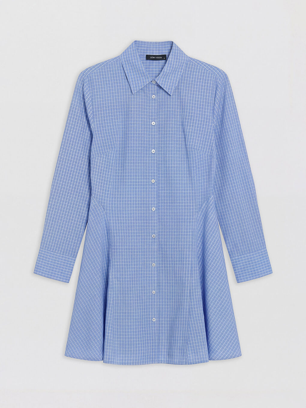 Mavi Ekose A Kesim Gömlek Elbise
