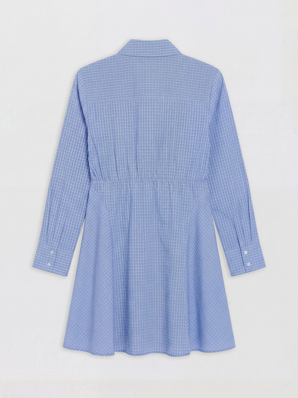 Mavi Ekose A Kesim Gömlek Elbise-1