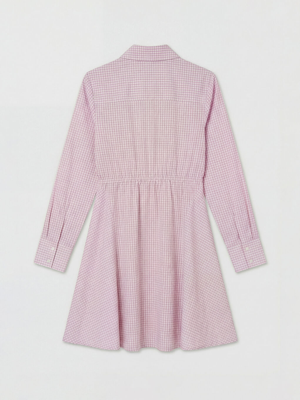 Pembe Ekose A Kesim Gömlek Elbise-1