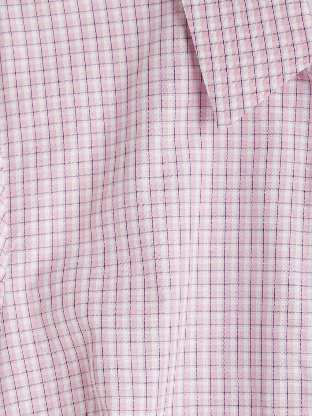 Pembe Ekose A Kesim Gömlek Elbise-2