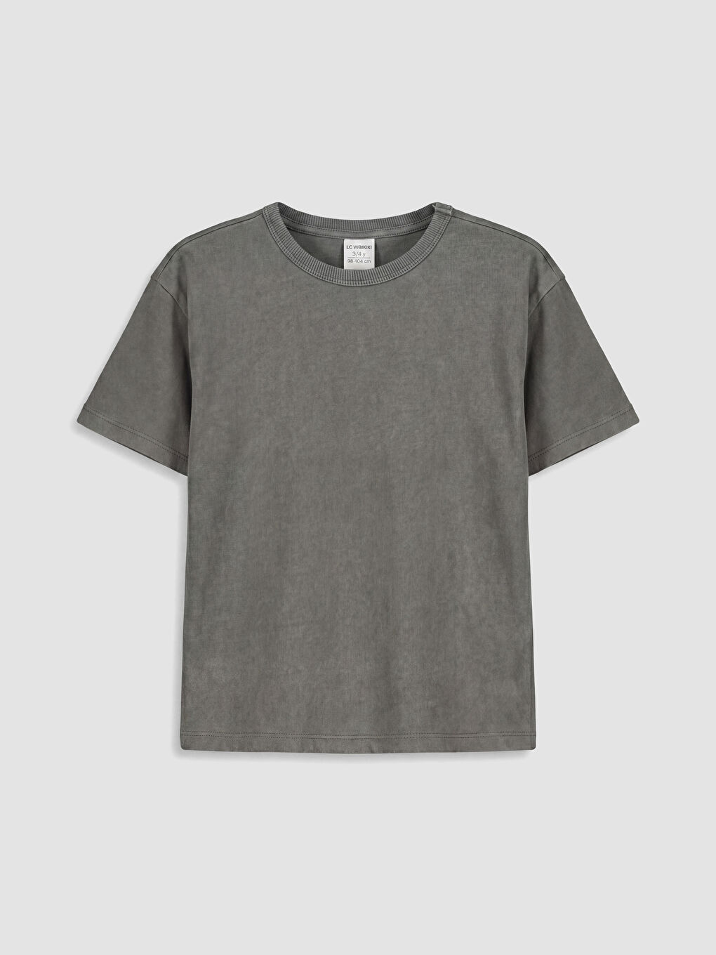 Antrasit Bisiklet Yaka Kısa Kollu Erkek Çocuk Tişört