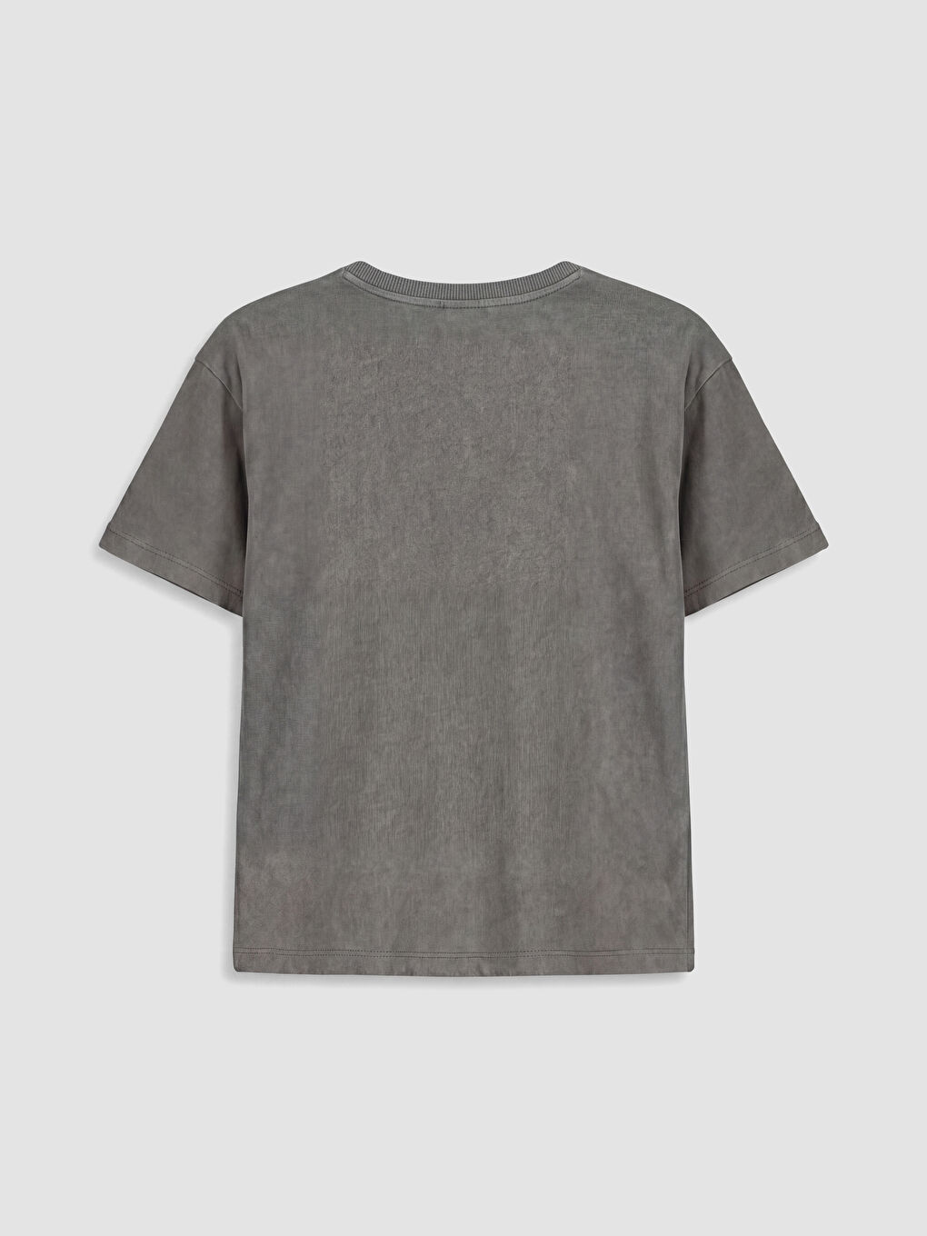 Antrasit Bisiklet Yaka Kısa Kollu Erkek Çocuk Tişört-1