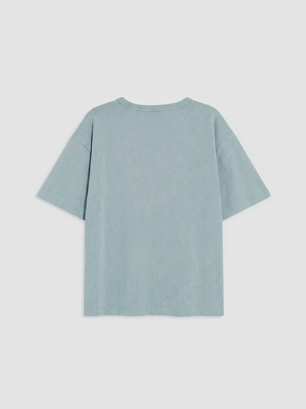 Yeşil Bisiklet Yaka Desensiz Erkek Çocuk Tişört-1