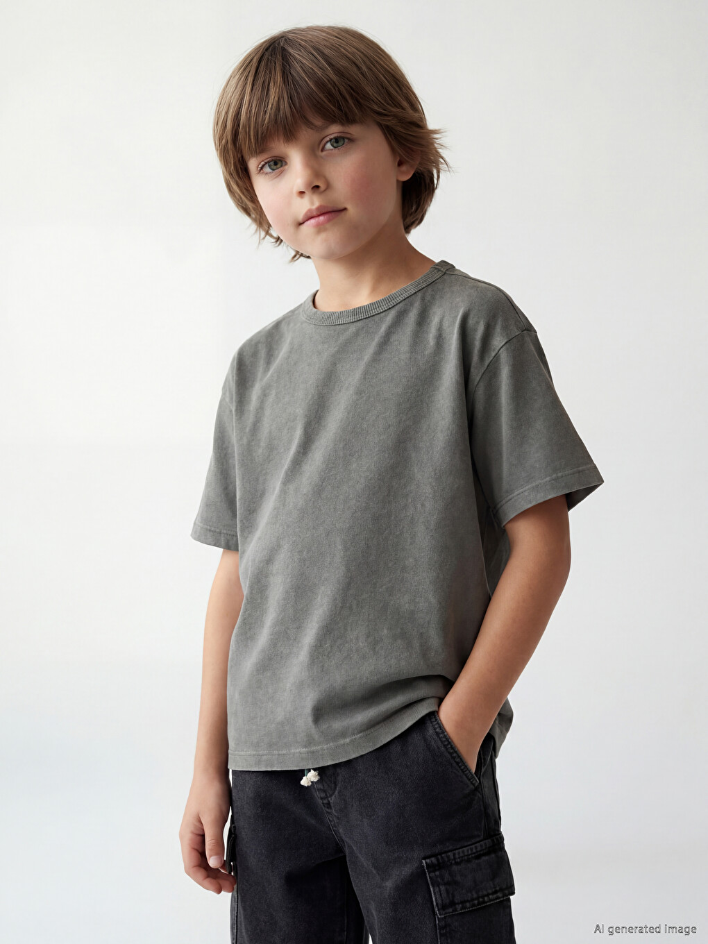 T-shirt Për Djem Me Jakë Të Rrumbullakët Dhe Mëngë Të Shkurtra-1