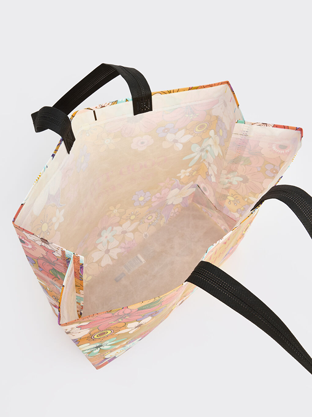 Karışık Çiçek Desenli Alışveriş Çantası-2