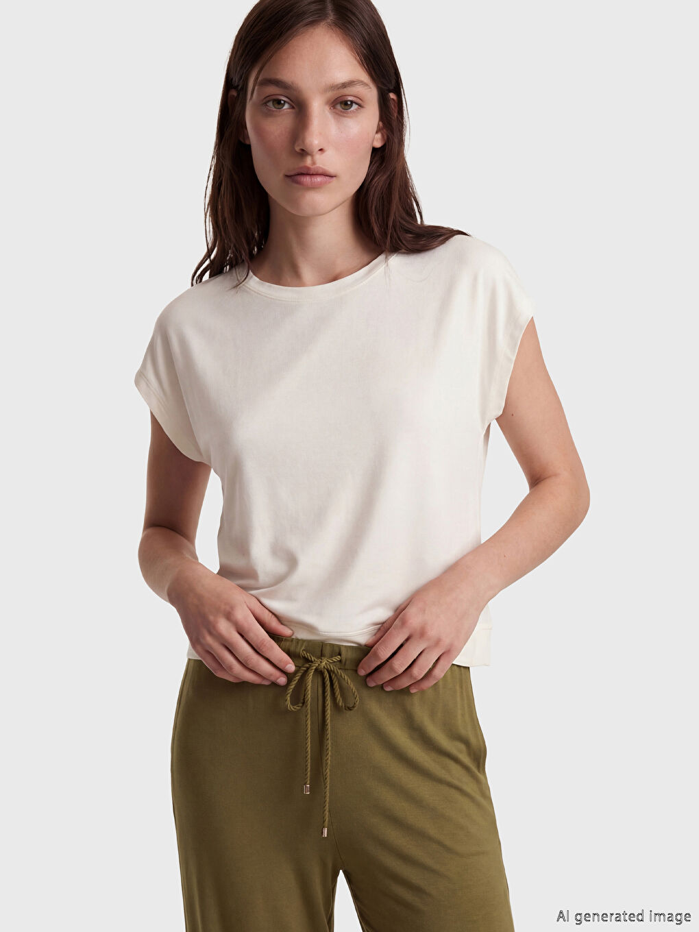 Kahverengi Bisiklet Yaka Kadın Pijama Takım-1