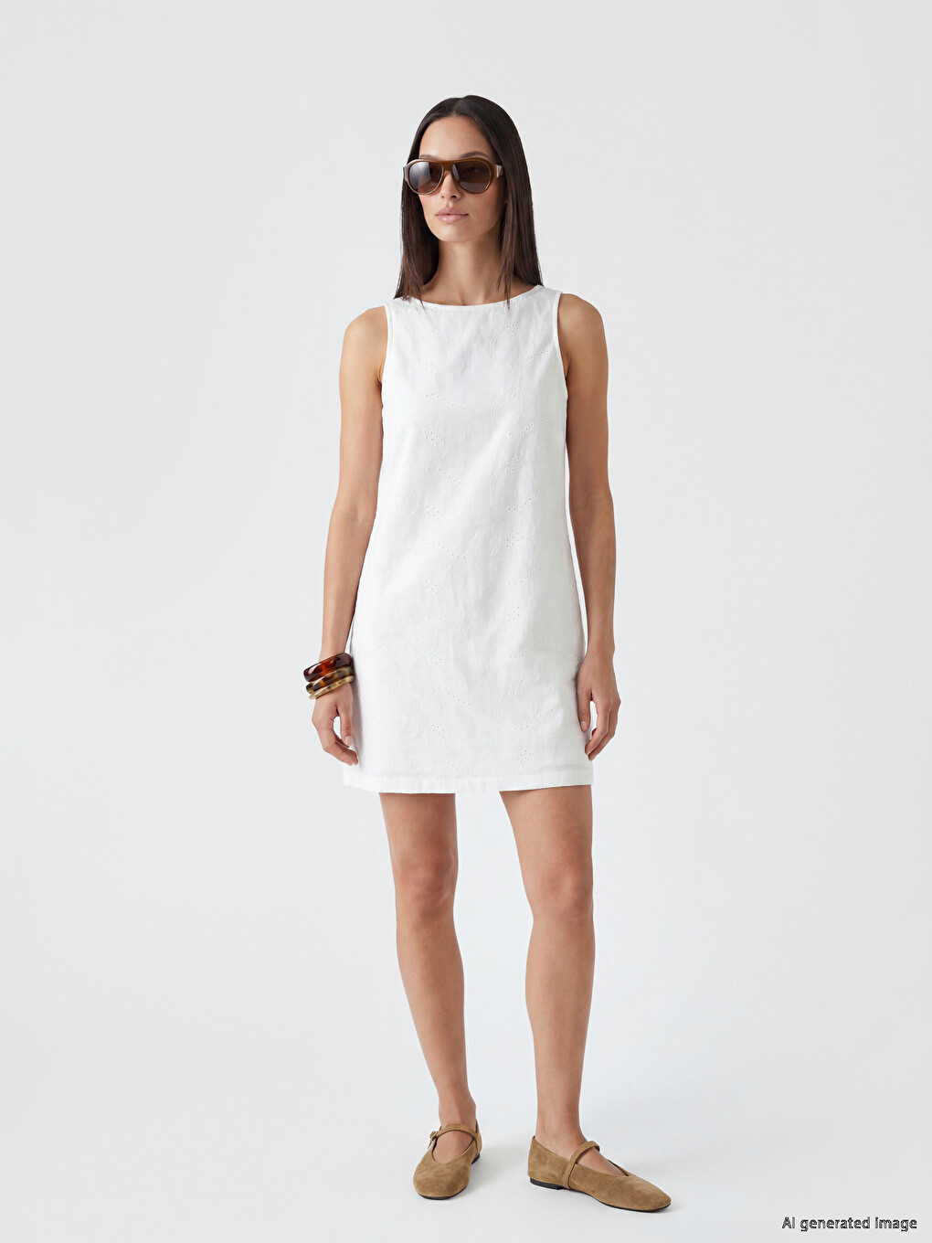 Crew Neck Embroidered Mini Dress-1