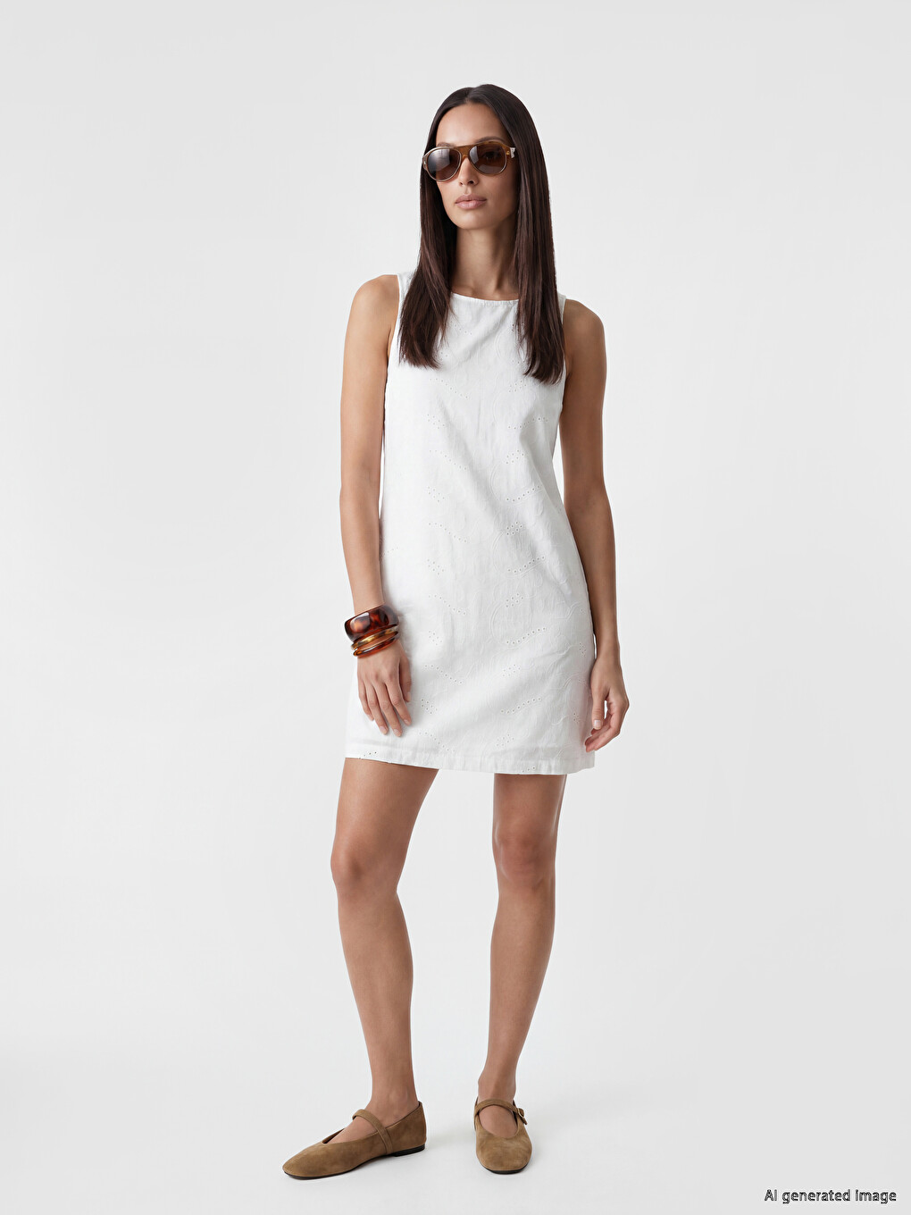 Crew Neck Embroidered Mini Dress-2